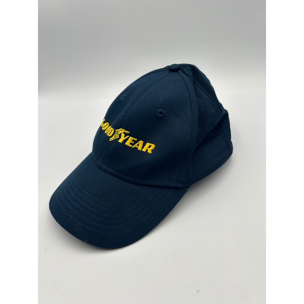 Goodyear Tires Navy Blue Snapback Baseball Hat Yellow Embroidered Logo Mens OSFM